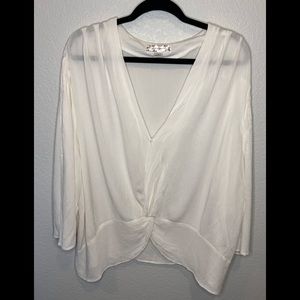 BAND OF GYPSIE - V-Neck Draped Beige Blouse Sz 3X